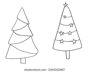 Christmas tree illustration image. 
Hand drawn image artwork of a christmas tree. 
Simple cute original logo.
Hand drawn vector illustration for posters, cards, t-shirts.