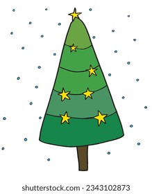Christmas tree illustration image. 
Hand drawn image artwork of a christmas tree. 
Simple cute original logo.
Hand drawn vector illustration for posters, cards, t-shirts.