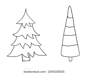 Christmas tree illustration image. 
Hand drawn image artwork of a christmas tree. 
Simple cute original logo.
Hand drawn vector illustration for posters, cards, t-shirts.