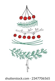 Christmas tree illustration image. 
Hand drawn image artwork of a christmas tree. 
Simple cute original logo.
Hand drawn vector illustration for posters, cards, t-shirts.