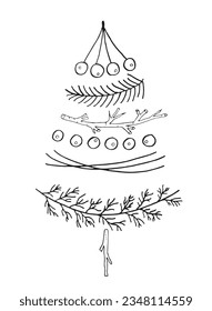 Christmas tree illustration image. 
Hand drawn image artwork of a christmas tree. 
Simple cute original logo.
Hand drawn vector illustration for posters, cards, t-shirts.