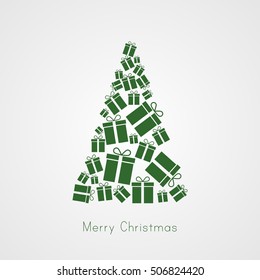 Christmas tree illustration made of gift boxes