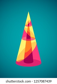 Christmas tree illustration, modern vector flat holiday Xmas element. Geometrical modern semi-transparent cone resembling a Christmas tree for print and web design, icons and banners.