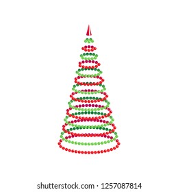 Christmas tree illustration, modern vector flat holiday Xmas element. Simple geometrical Christmas tree for leaflets, posters, banners, invitations, icons or web design.