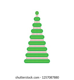 Christmas tree illustration, modern vector flat holiday Xmas element. Simple geometrical Christmas tree for leaflets, posters, banners, invitations, icons or web design.