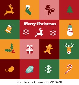 Christmas tree illustration monkey deer snowflake snowman