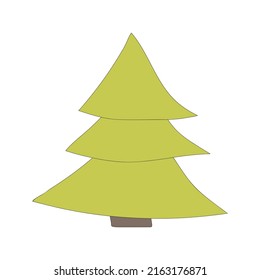 Christmas tree illustration. New Year holidays, Christmas Eve - celebration and decoration, cute element. New Year decorative vector element, colorful holiday tree icon isolated on white background.