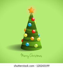 Christmas tree, illustration on green