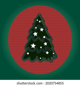 christmas tree, illustration, postcard, postrer,