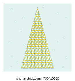 Christmas Tree Illustration for Poster, Post Card, Celebration.