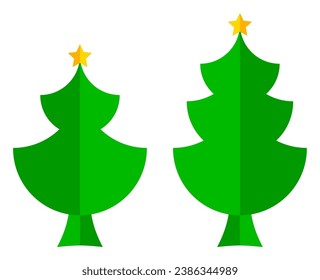 ilustración de árbol de navidad, simple vector de estilo plano aislado en fondo blanco.