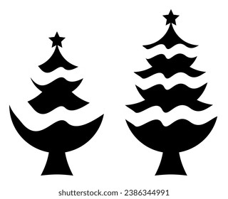 ilustración de árbol de navidad, simple vector de estilo plano aislado en fondo blanco.