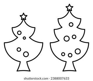 ilustración de árbol de navidad, vector de línea simple aislado en fondo blanco.