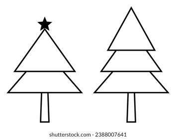ilustración de árbol de navidad, vector de línea simple aislado en fondo blanco.