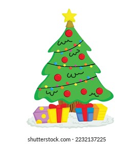 Christmas Tree Illustration Vector Clipart