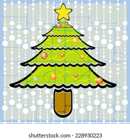 christmas tree illustration vector cute card