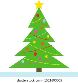 Christmas tree, illustration, vector on white background.