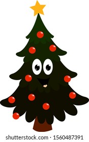 Christmas tree, illustration, vector on white background.