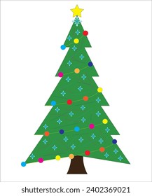 Las ilustraciones de árbol de Navidad creadas con aplicaciones digitales se pueden utilizar como decoraciones de afiches, tarjetas de invitación, pegatinas de pared, etc.