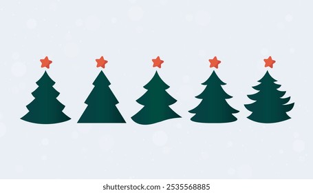 Christmas tree illustrations Unique style set - various tree shapes in a hand-drawn style.