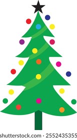 Ilustración del árbol de Navidad Diseño de estilo plano.