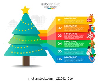 Christmas tree infographic with decoration and option colors.