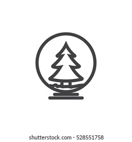 Christmas tree inside globe on the white background. New Year set of icons. Christmas holidays