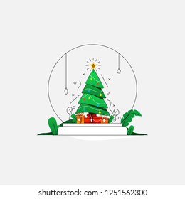Christmas tree inside on christmas ball illustration