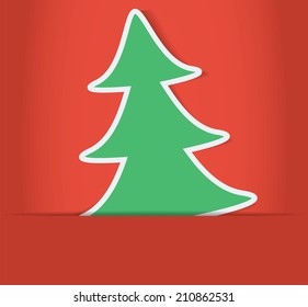 christmas tree inside of paper envelope. vector illustration