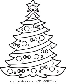Christmas Tree Isolated Coloring Page