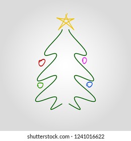 Christmas tree isolated flat linear vector icon
