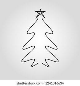 Christmas tree isolated flat linear vector icon