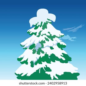 christmas tree isolated illustration. fir tree in snow illustration