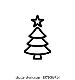 Christmas tree isolated in line art style on white background, Vector illustration, Eps 10