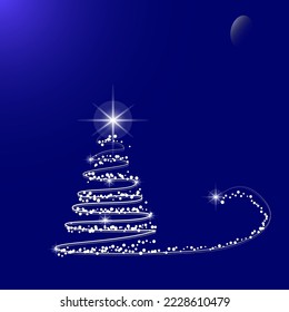 Christmas tree isolated on blue background