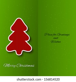 Christmas Tree isolated on green background.Greeting card. Vector illustration