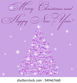 Christmas tree isolated on lilac - vector