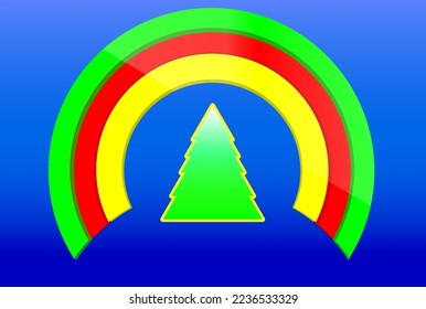 Christmas tree isolated on rainbow background