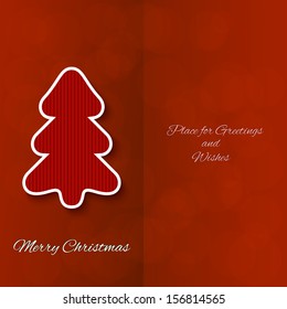 Christmas Tree isolated on red background.Greeting card. Vector illustration