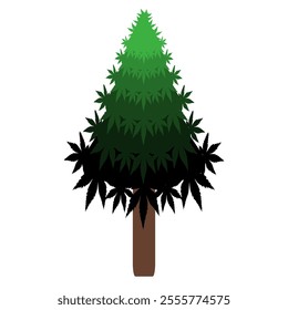 Christmas tree isolated on transparent background, Xmas tree, Happy New Year, PNG vector illustration.