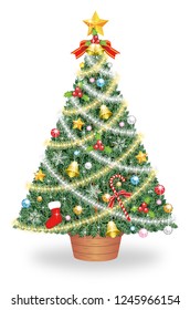Christmas tree, isolated on the white background