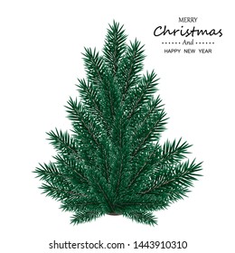 Christmas tree isolated on white background. Vector illustration. Design for Christmas day.