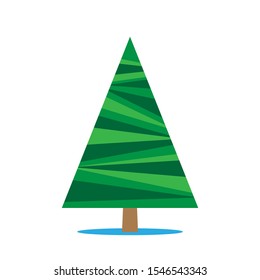 Christmas tree isolated on white background. Flat design. Holiday New Year or Christmas vector illustration. Design elements for leaflet, greeting card, poster, banner, booklet.