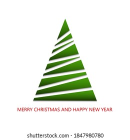 Christmas tree isolated on white background. Christmas tree design for cards, icons, invitation. New Year decoration. Winter tree for holiday xmas and new year. Vector illustration.