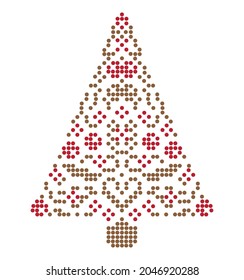 Árbol de Navidad aislado en fondo blanco. Tarjeta de árbol navideño vectorial