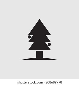 Christmas tree isolated on a white backgrounds, vector illustration