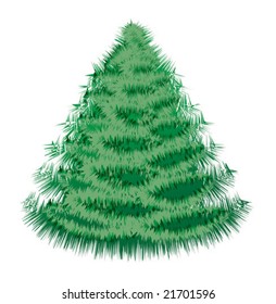 Christmas tree isolated on white, live green color