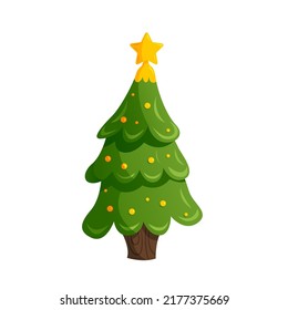 Ilustración de árbol de Navidad aislada en fondo blanco. Feliz Navidad y Feliz Año Nuevo. 
