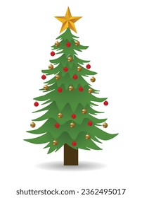 Árbol de Navidad aislado en vector blanco para cartel de tarjeta de saludo