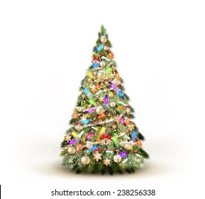 Christmas tree isolated on white background. EPS 10 vector file included